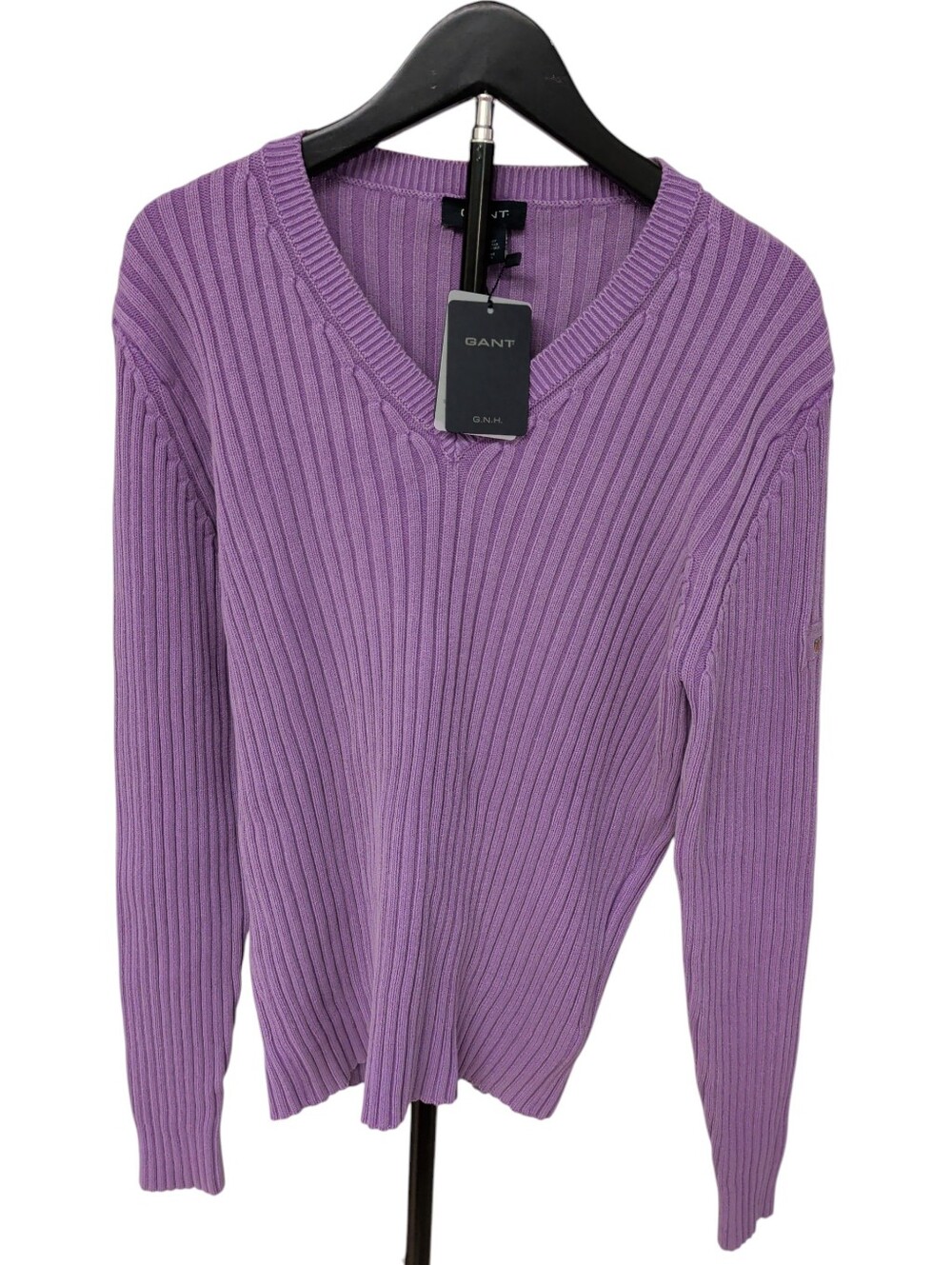 New GANT Italy Lilac Ribbed Cotton Sweater